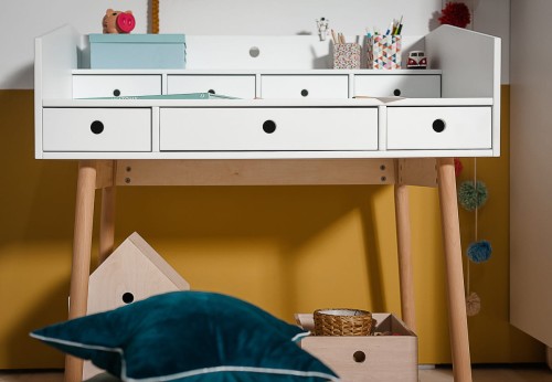 WOOD LUCK DESIGN - RIVER Biurko sekretarzyk biały