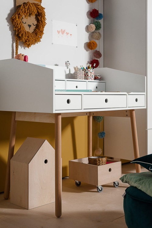 WOOD LUCK DESIGN - RIVER Biurko sekretarzyk biały