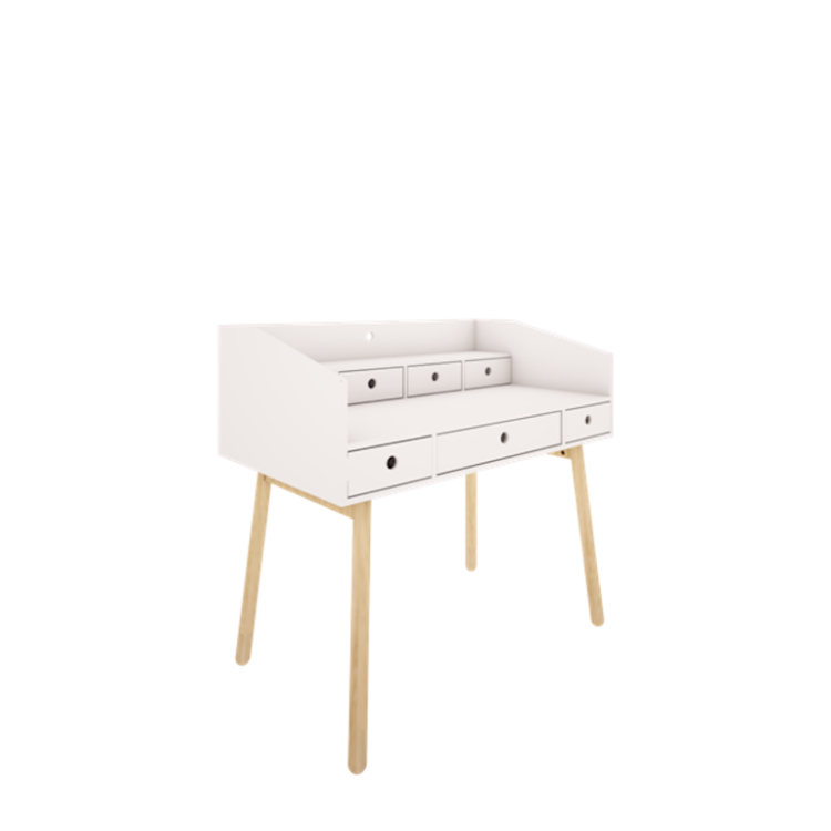 WOOD LUCK DESIGN - RIVER Biurko sekretarzyk biały