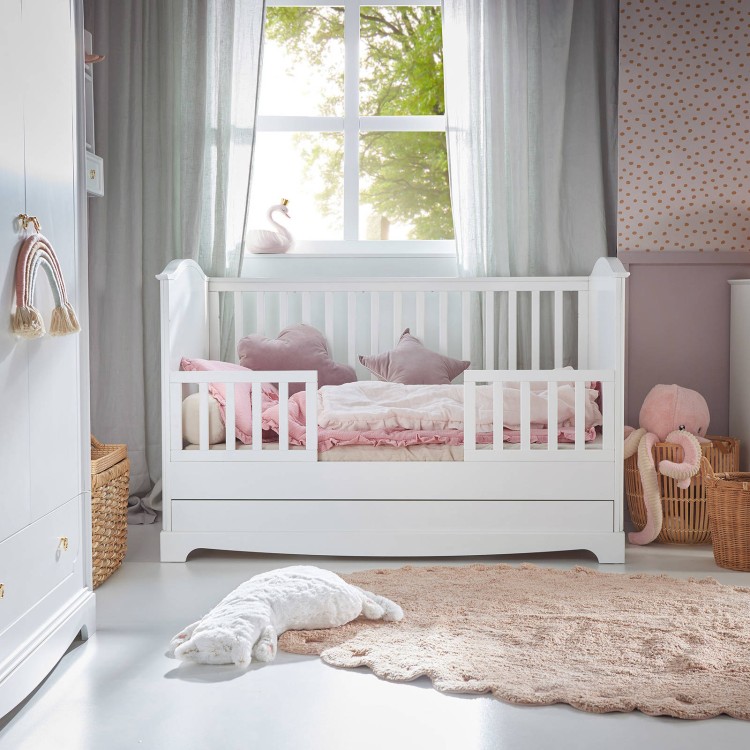 BELLAMY - Royal timeless white łóżeczko 70x140 z szufladą