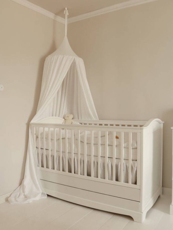 BELLAMY - Royal timeless white łóżeczko 70x140 z szufladą