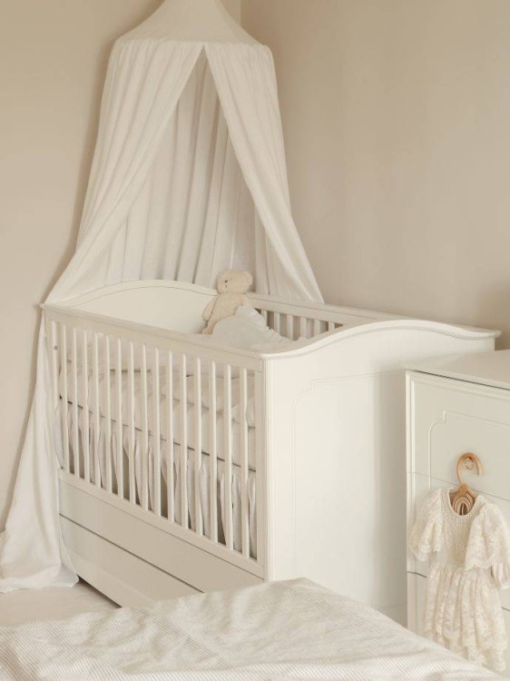 BELLAMY - Royal timeless white łóżeczko 70x140 z szufladą
