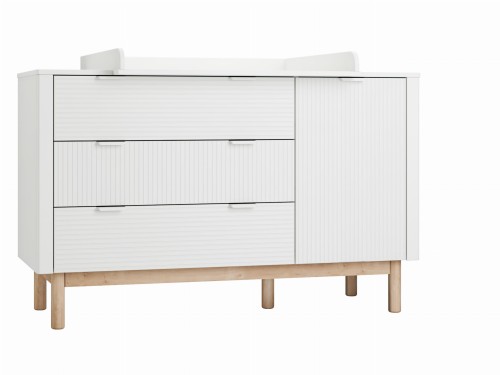 PINIO - MILOO Komoda 3 szuflady + 1 drzwi Biały