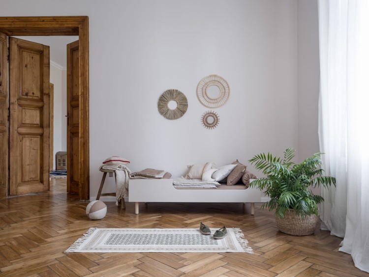 WOOD LUCK DESIGN - RIVER Łóżko 70x140 piaskowy beż