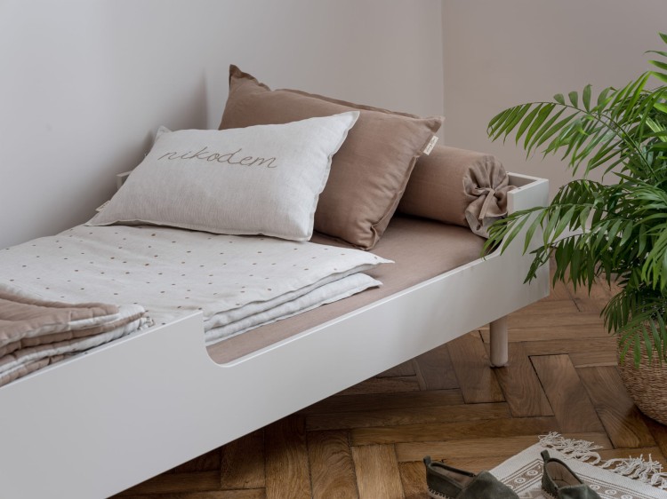 WOOD LUCK DESIGN - RIVER Łóżko 70x140 piaskowy beż