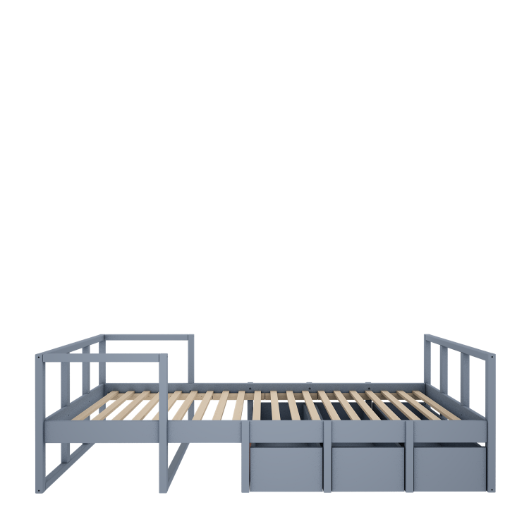 WOOD LUCK DESIGN - TWEENS Łóżko 90 x200 Zgaszony niebieski