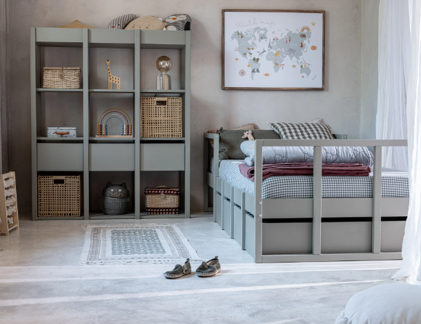 WOOD LUCK DESIGN - TWEENS Łóżko 90 x200 Zgaszony niebieski