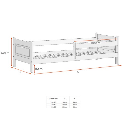 DREWPAJ - DADUŚ Łóżko sosnowe - białe