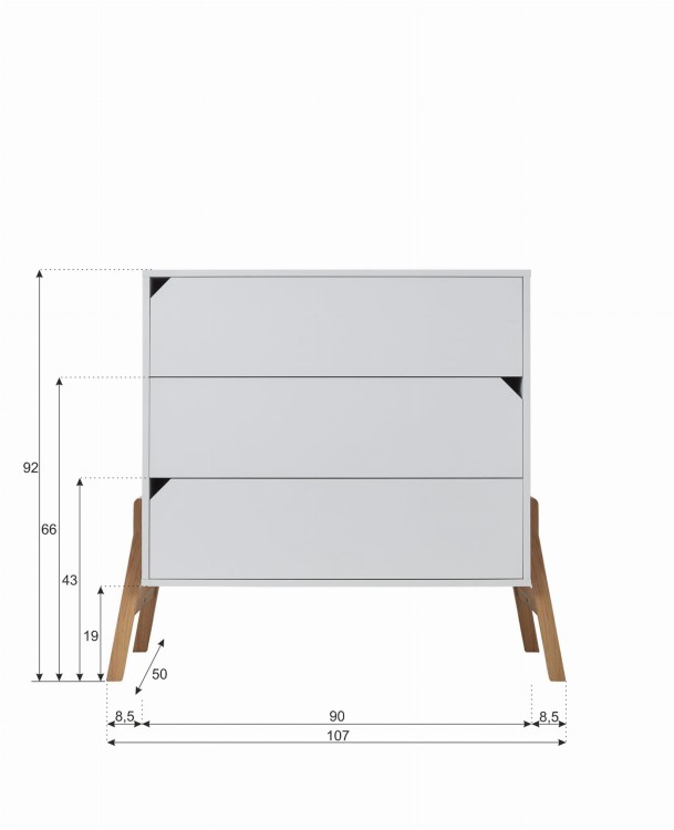 BELLAMY - LOTTA Komoda 3 szuflady