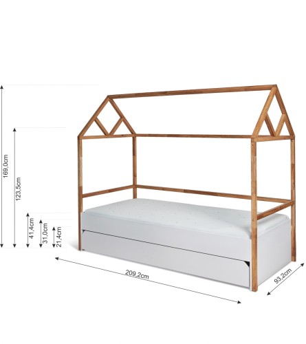 BELLAMY - LOTTA GRAY Łóżko domek 90x200 z szufladą